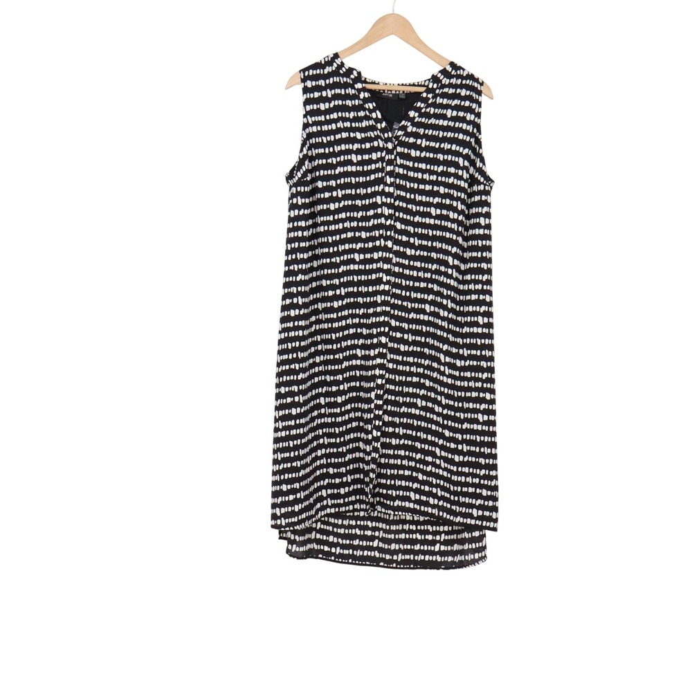Apt. 9 Shirt Dress Woman 16W BND-Flare Black White Abstract Dot New